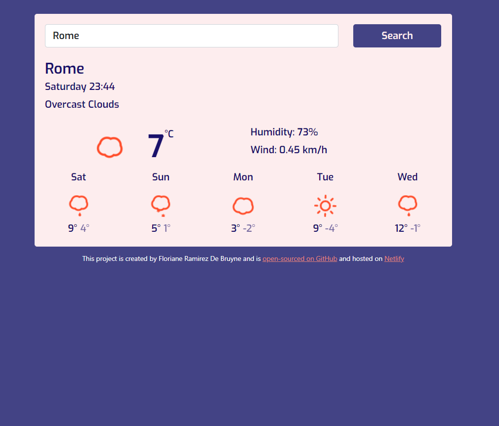 Weather app project React
