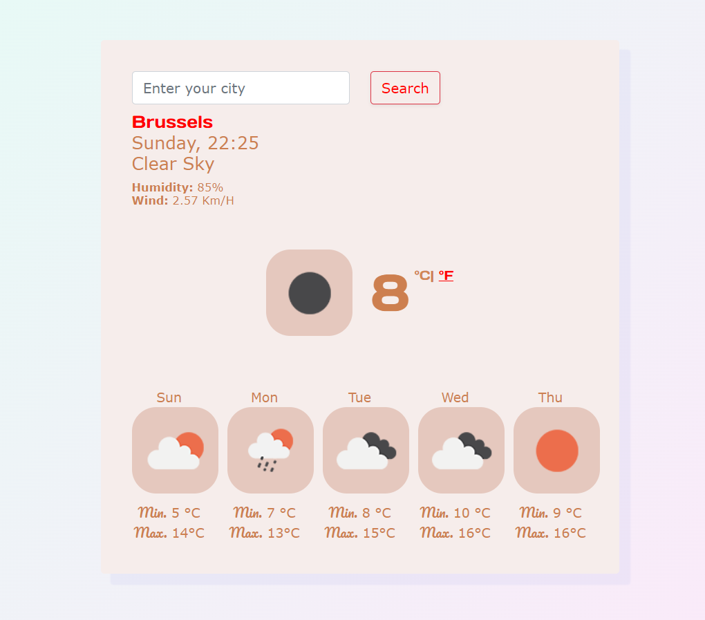 Weather app project preview